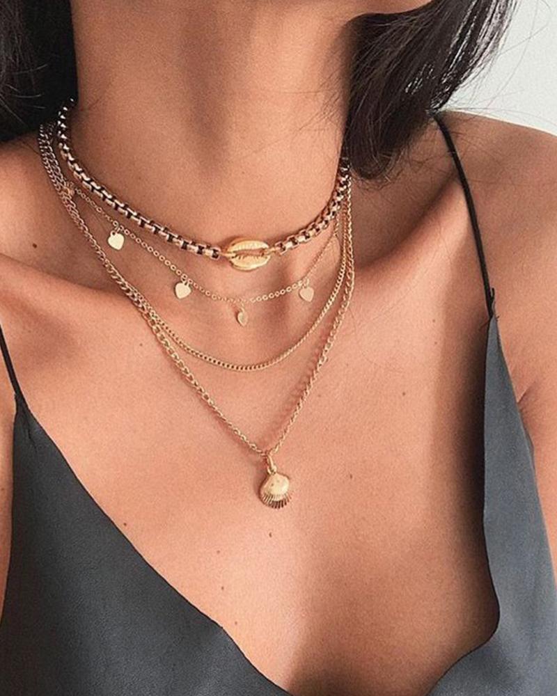 

Shell Love Scallop Multilayer Necklace, Gold