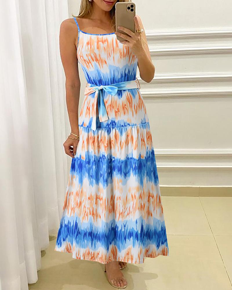 

Tie Dye Print Spaghetti Strap Maxi Dress, Blue