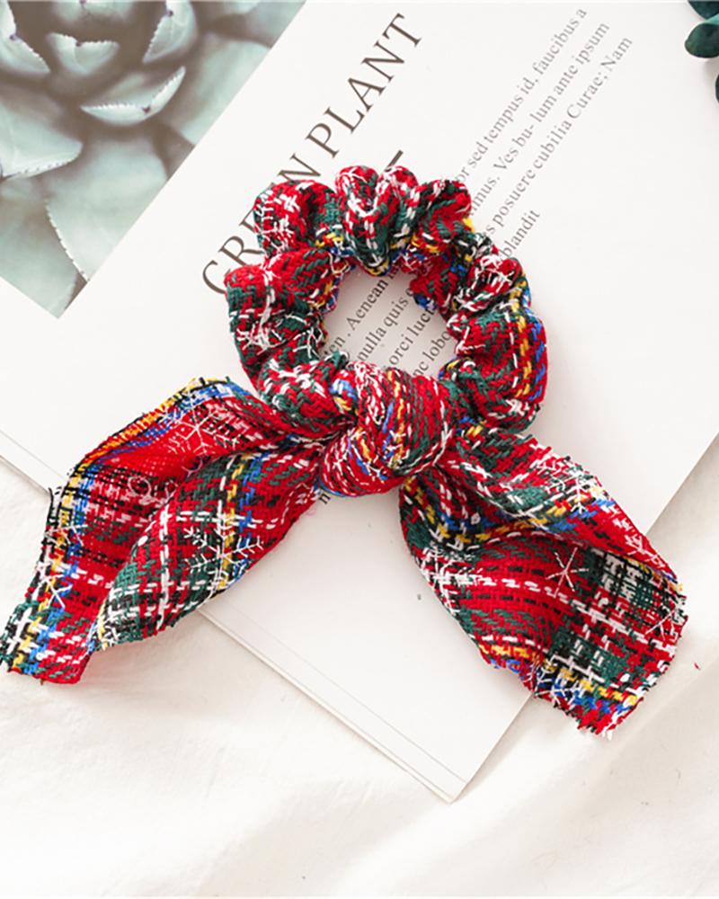 

Christmas Plaid Print Ear Design Scrunchie, Style4