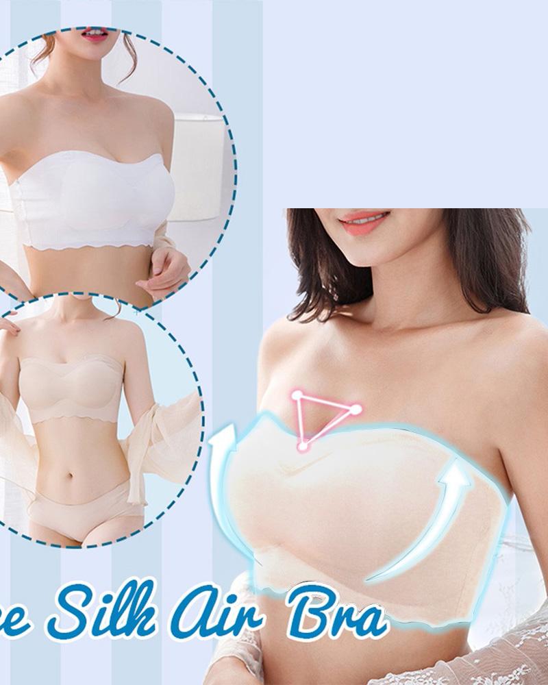 

Breathable Strapless Gather Ice Silk Air Bra Short Vest Chest Wrap Bra, Nude