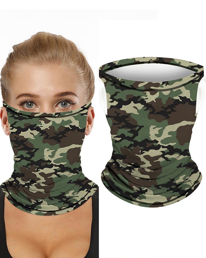 

Camouflage Breathable Ear Loop Face Bandana Headwrap, Army green