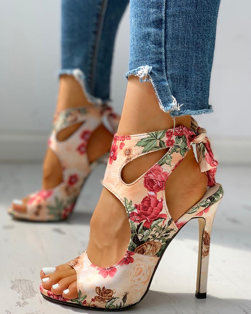 peep toe cut out sandals