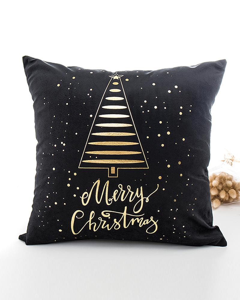 

Christmas Print Bronzing Cushion Cover Without Filter, Style1