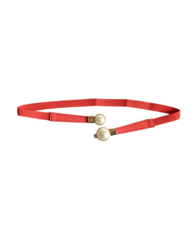 

Beaded PU Belt, Red