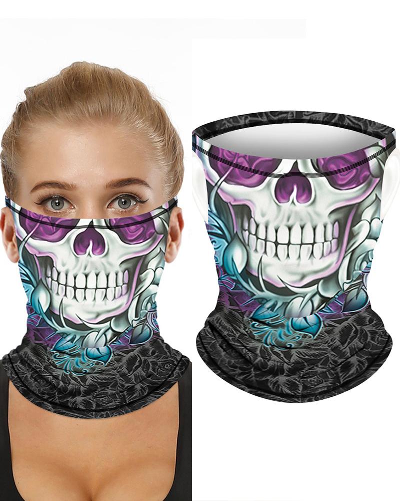 

Skull Print Breathable Ear Loop Face Bandana Headwrap, Multicolor