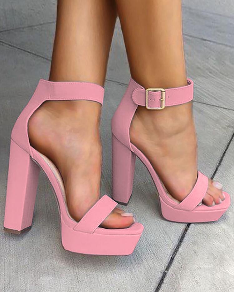 stylish sequin open toe chunky heeled sandals