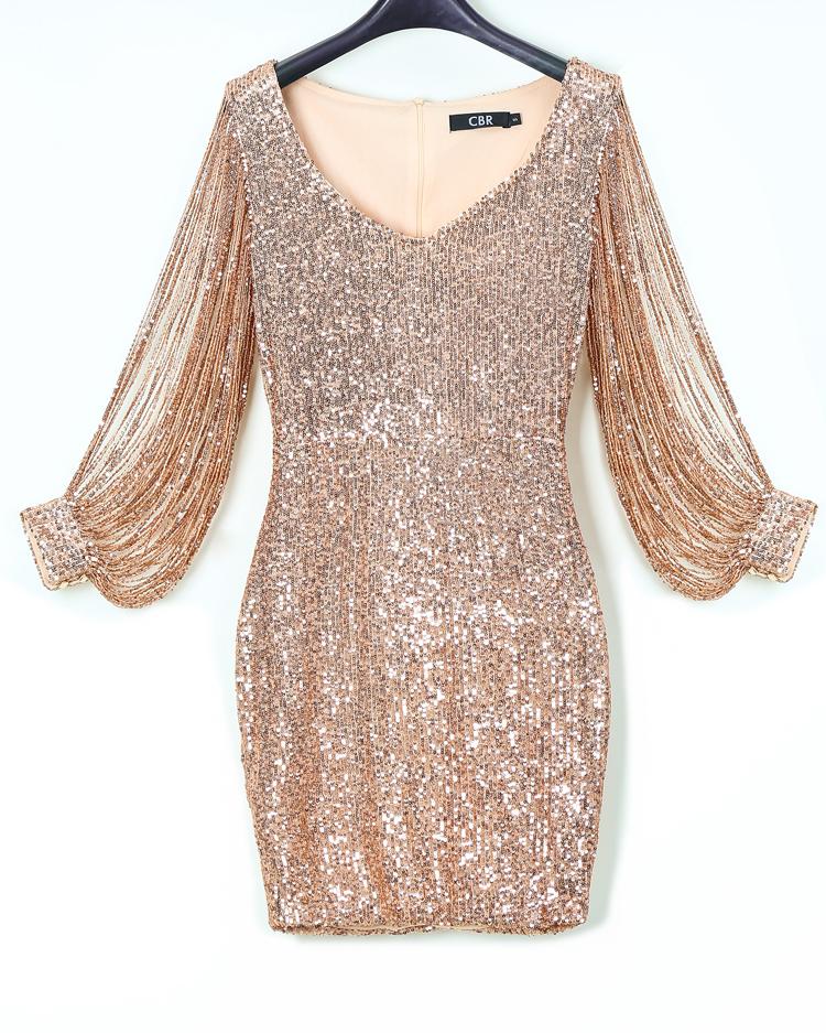 sequin tassel sleeve dress
