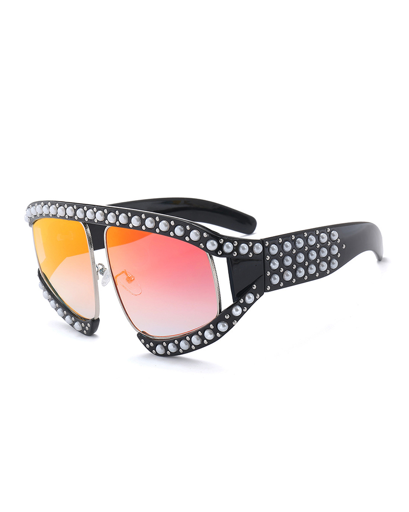 

Beaded Big Frame Sunglasses, Orange