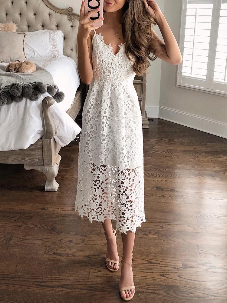white crochet lace dress