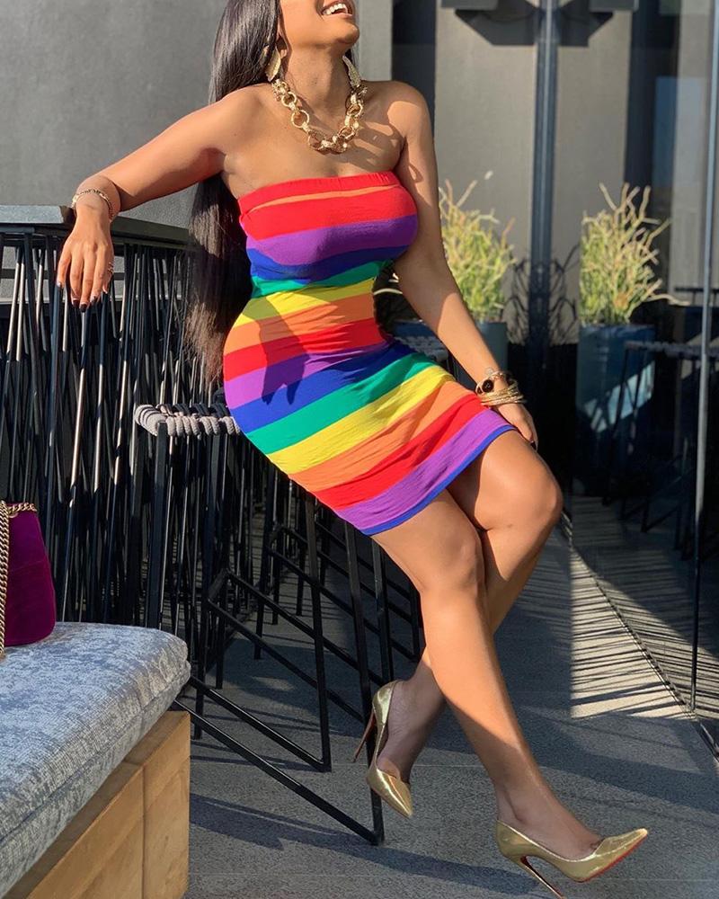 

Sleeveless Off Shoulder Dress, Multicolor