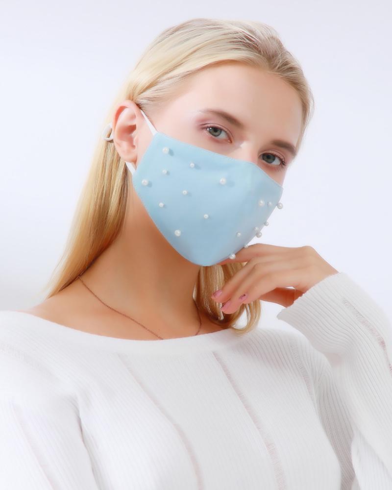 

Beaded Breathable Face Mask, Light blue