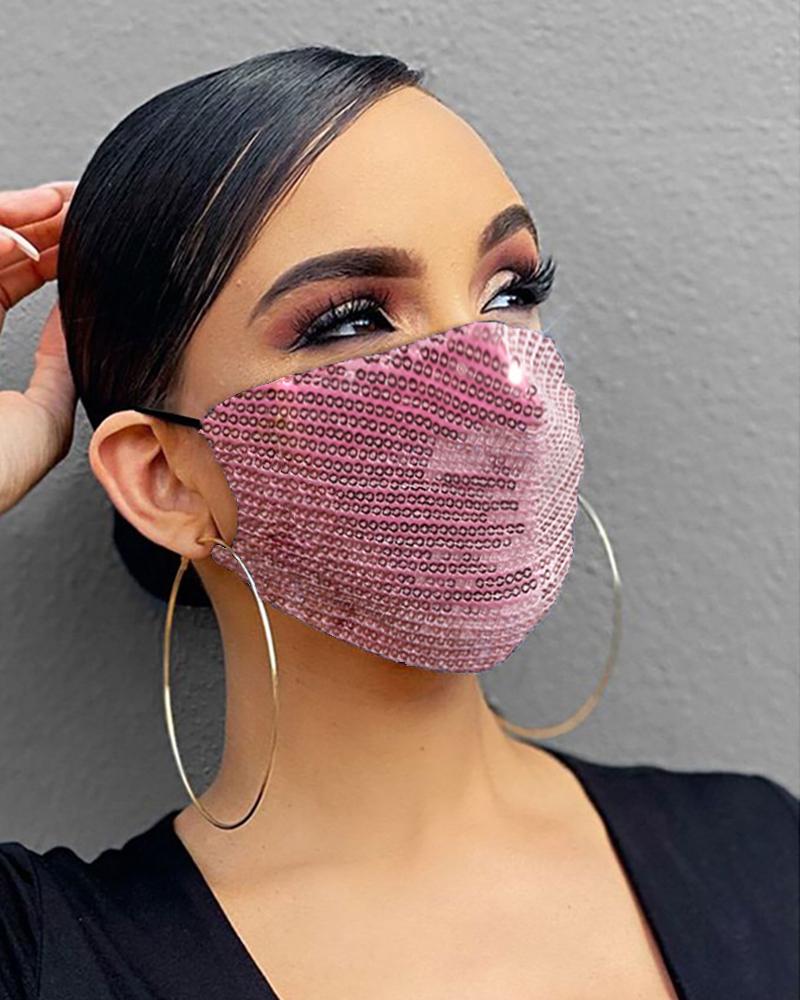 

Sequins Colorblock Breathable Mouth Mask, Pink