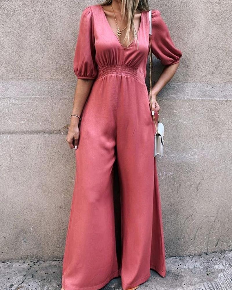 smocked waist jumpsuit