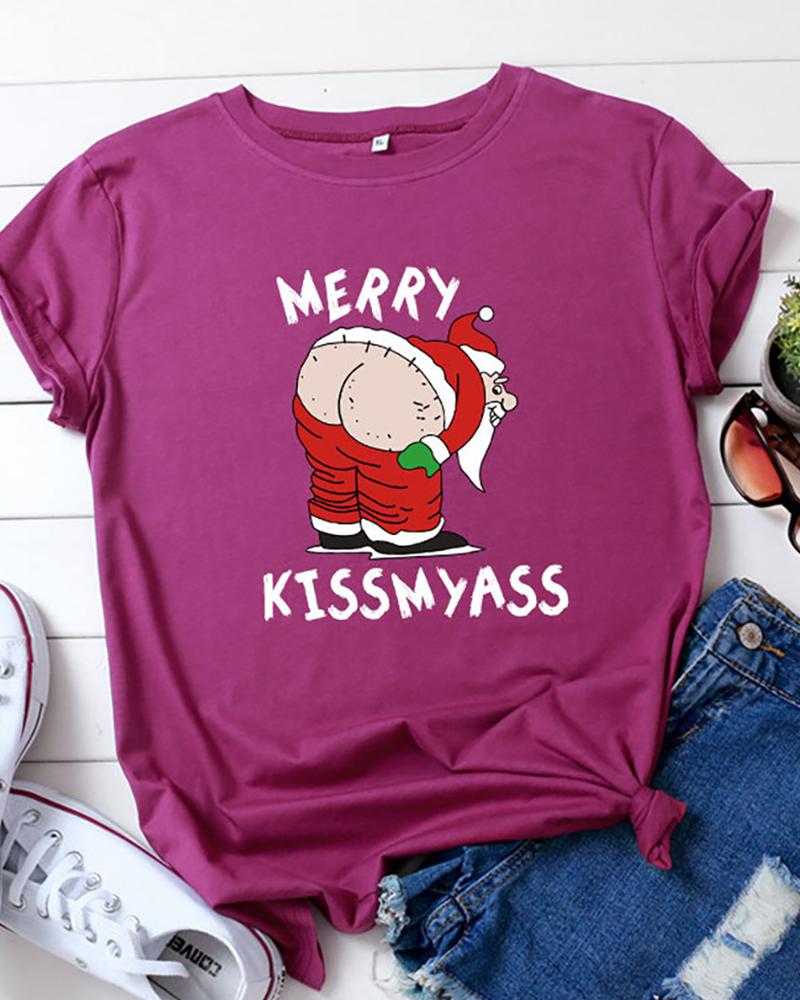 

Christmas Short Sleeve Casual T-Shirt, Purple