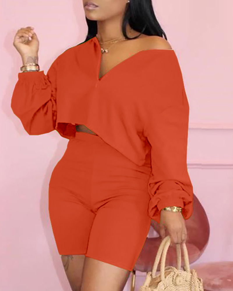 

Plain Half Sleeve Top & Shorts Set, Orange