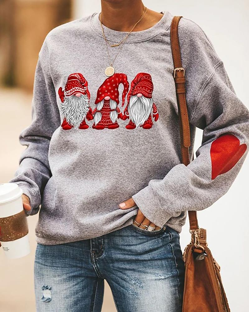 

Christmas Santa Heart Print Casual Sweatshirt, Style1