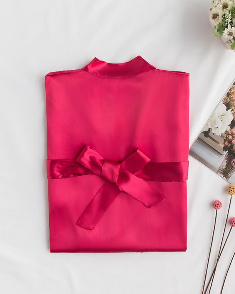 

Plain Satin Wedding Bridesmaid Bride Robe, Wine red
