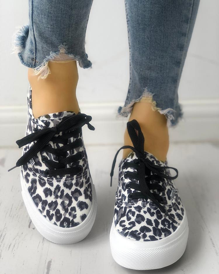 lace splicing muffin casual sneakers