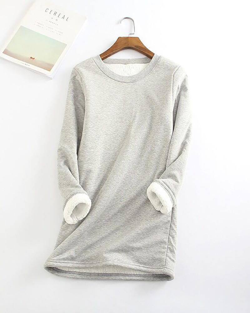 

Plain Super Thick Long Sleeve Top, Gray
