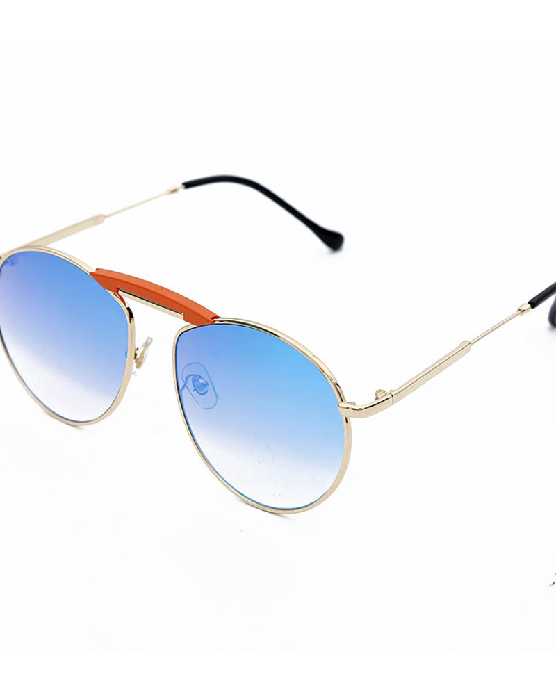 

Punk Retro Style Round Metallic Sunglasses, Blue