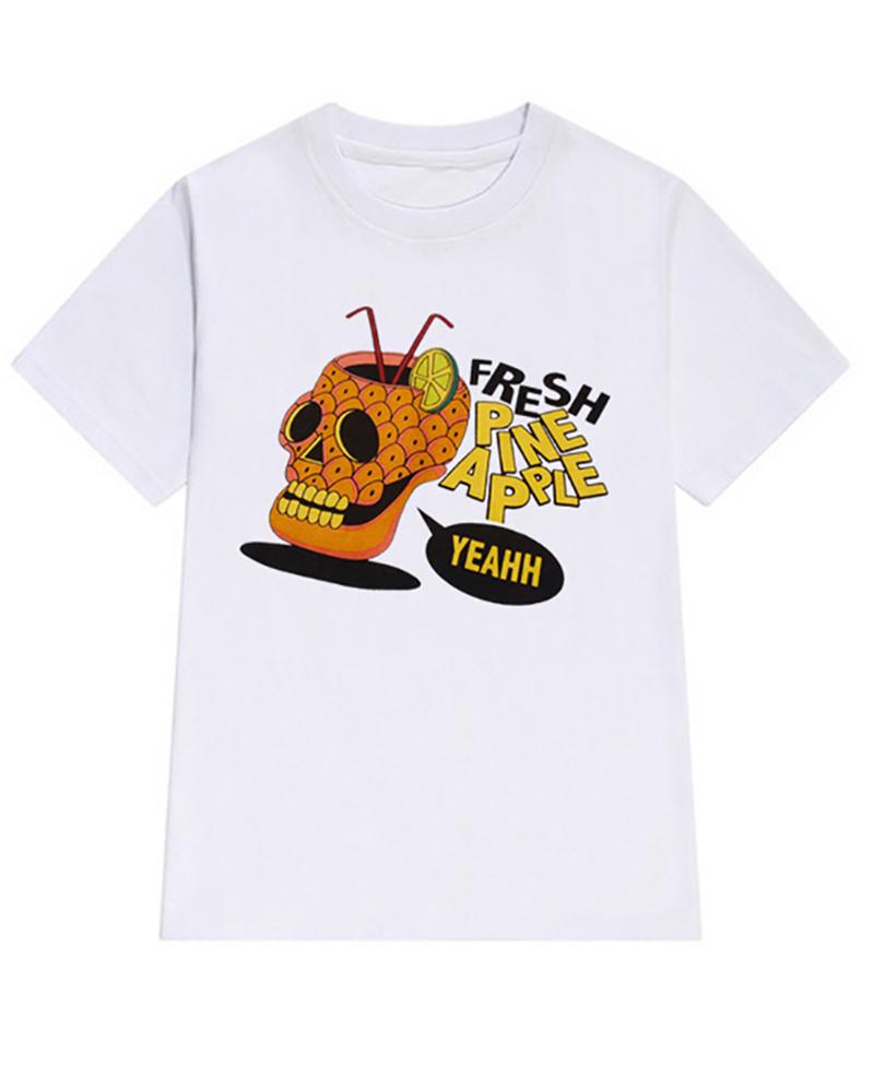 

Casual Print Halloween T-shirt, White
