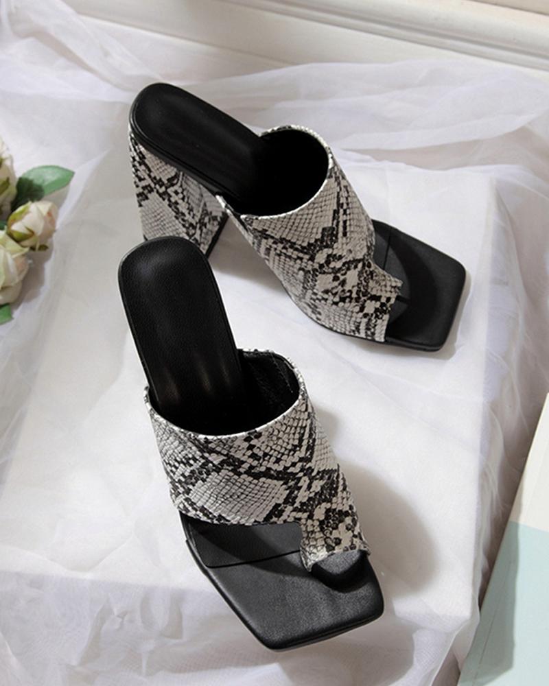 

Comfy Snakeskin Pinch Heeled Sandals