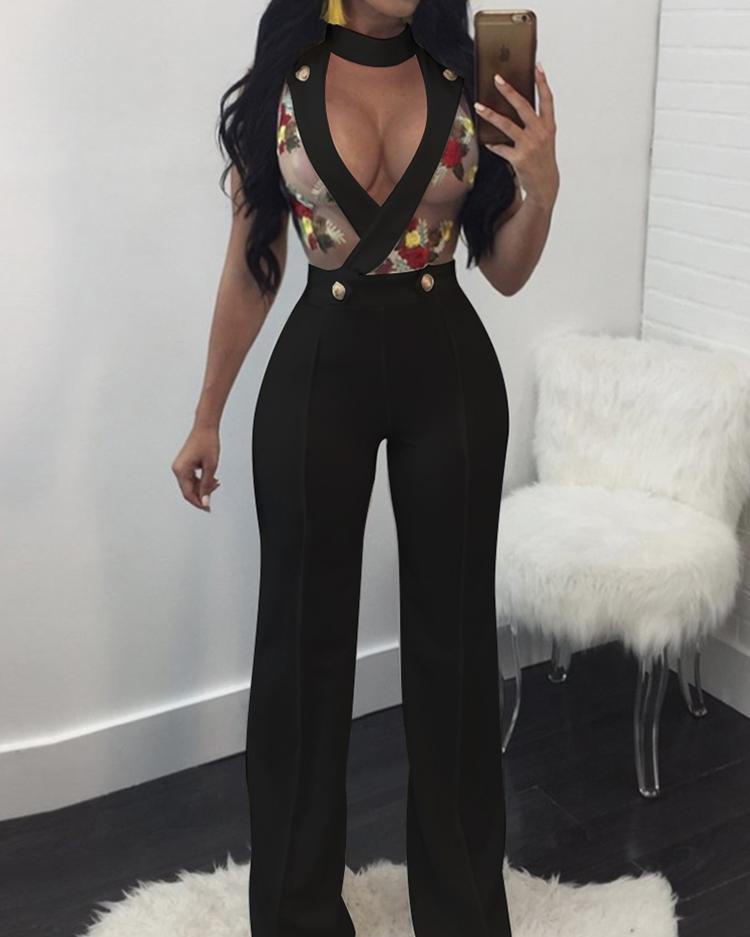 floral mesh jumpsuit