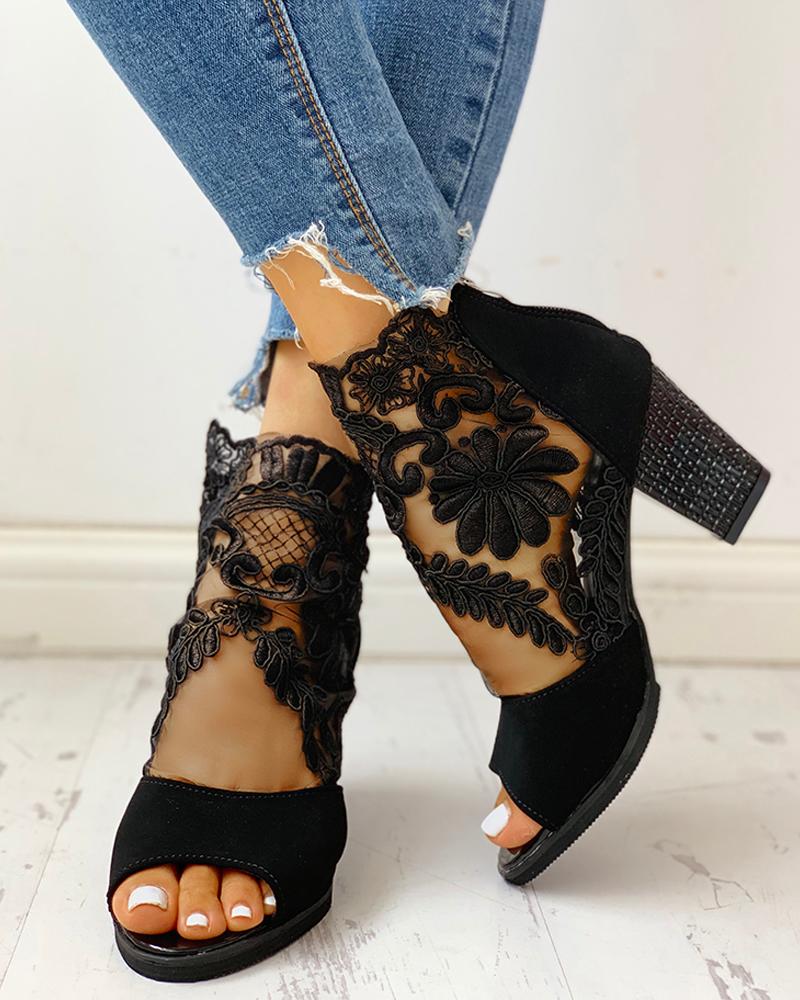 lace mesh booties