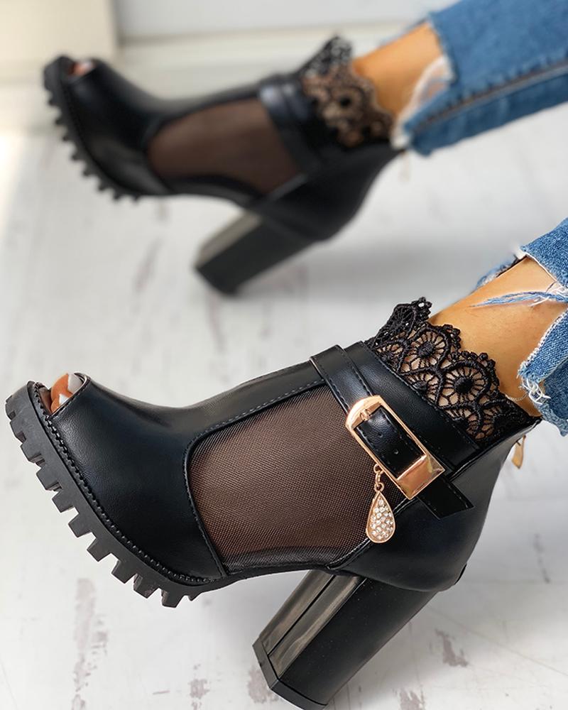 lace mesh heels