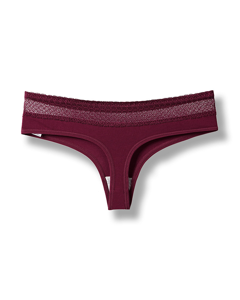 

Low Waist Hollow Out Lace Panty, Wine red