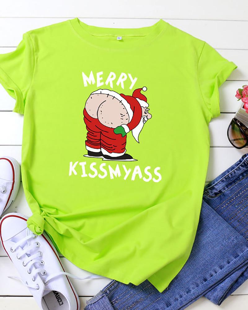 

Christmas Short Sleeve Casual T-Shirt, Light green