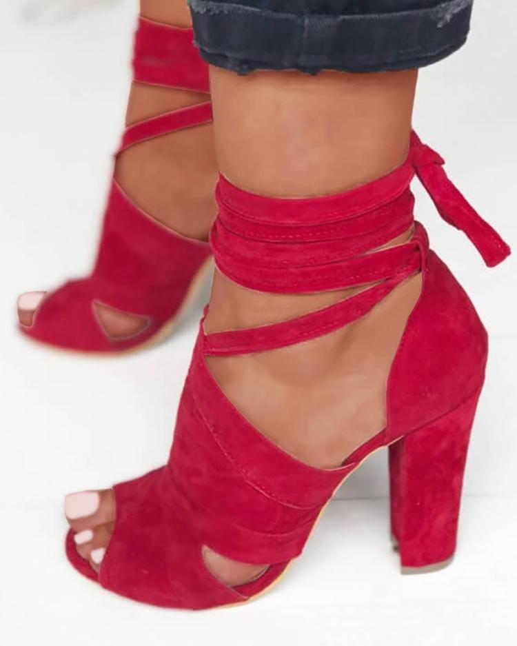 lace up block heel sandals