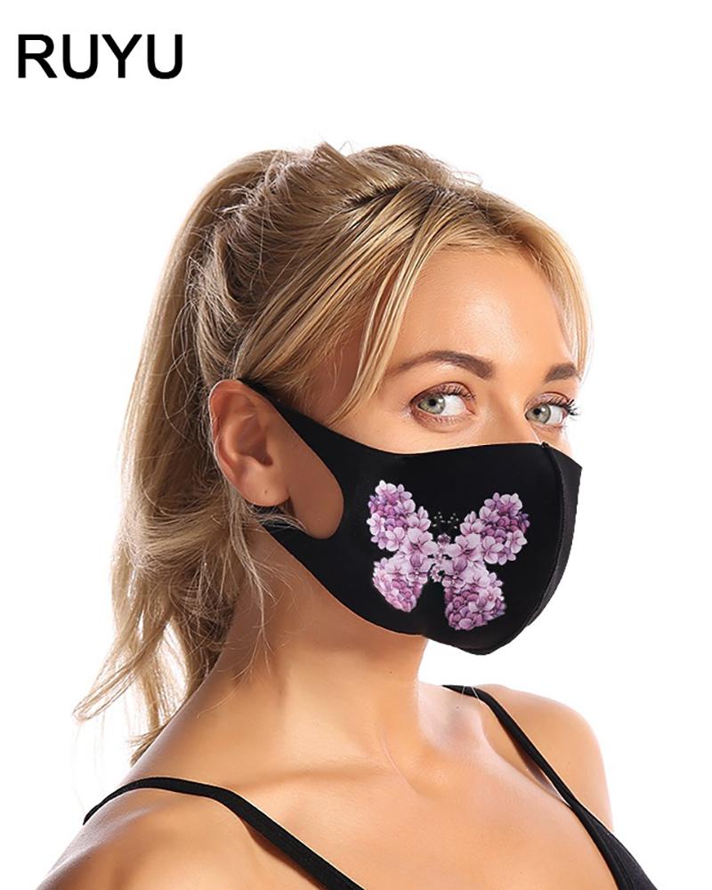 

Butterfly Print Breathable Face Mask, Style1