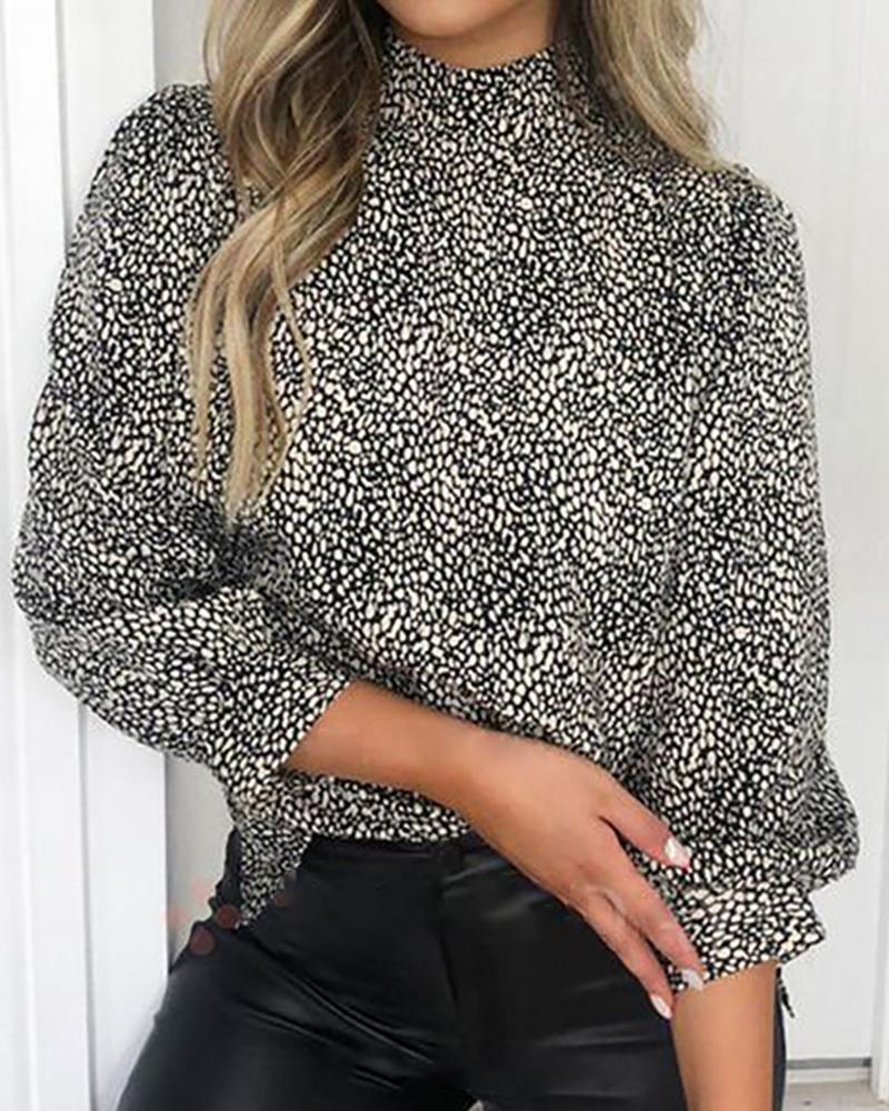 

Cheetah Print Puff Sleeve Top, Leopard