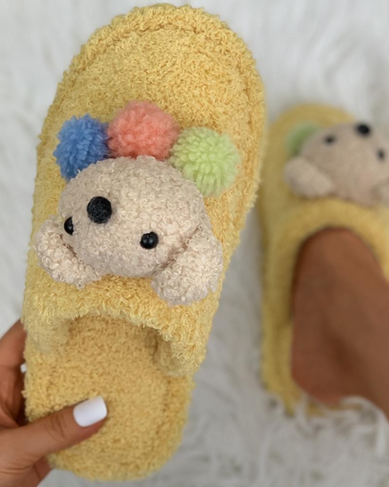 

Cartoon Design Fluffy Slippers, Yellow