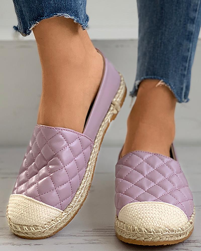 

Quilted Woven Flax Casual Shoes, Purple