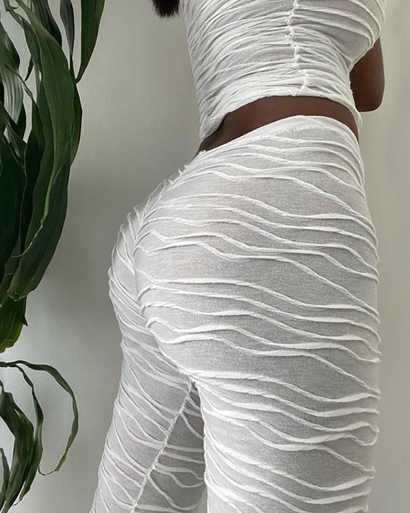 

Irregular Strap Decor Butt Lifting High Waisted Pants, White