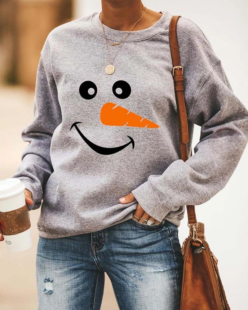 

Christmas Santa Heart Print Casual Sweatshirt, Style3
