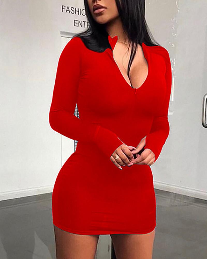 red v neck bodycon dress