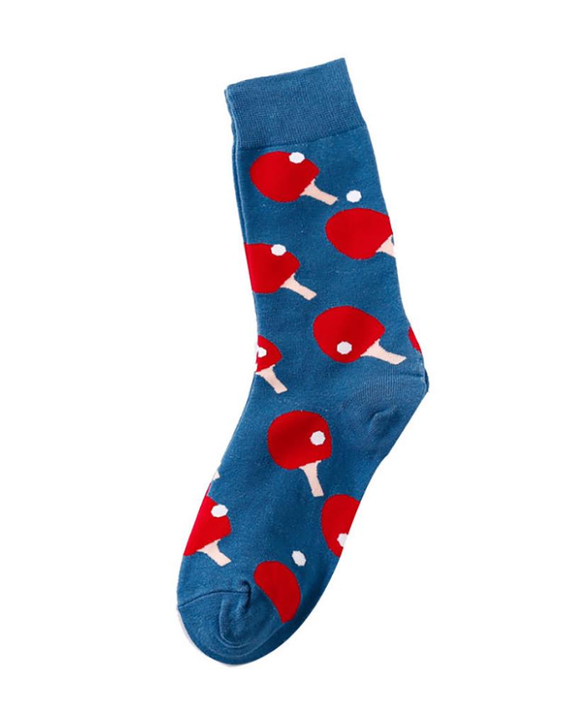 

1Pair Graphic Print Colorblock Crew Socks, Style5