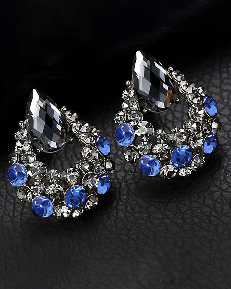 

Drop Shaped Studded Earrings, Blue