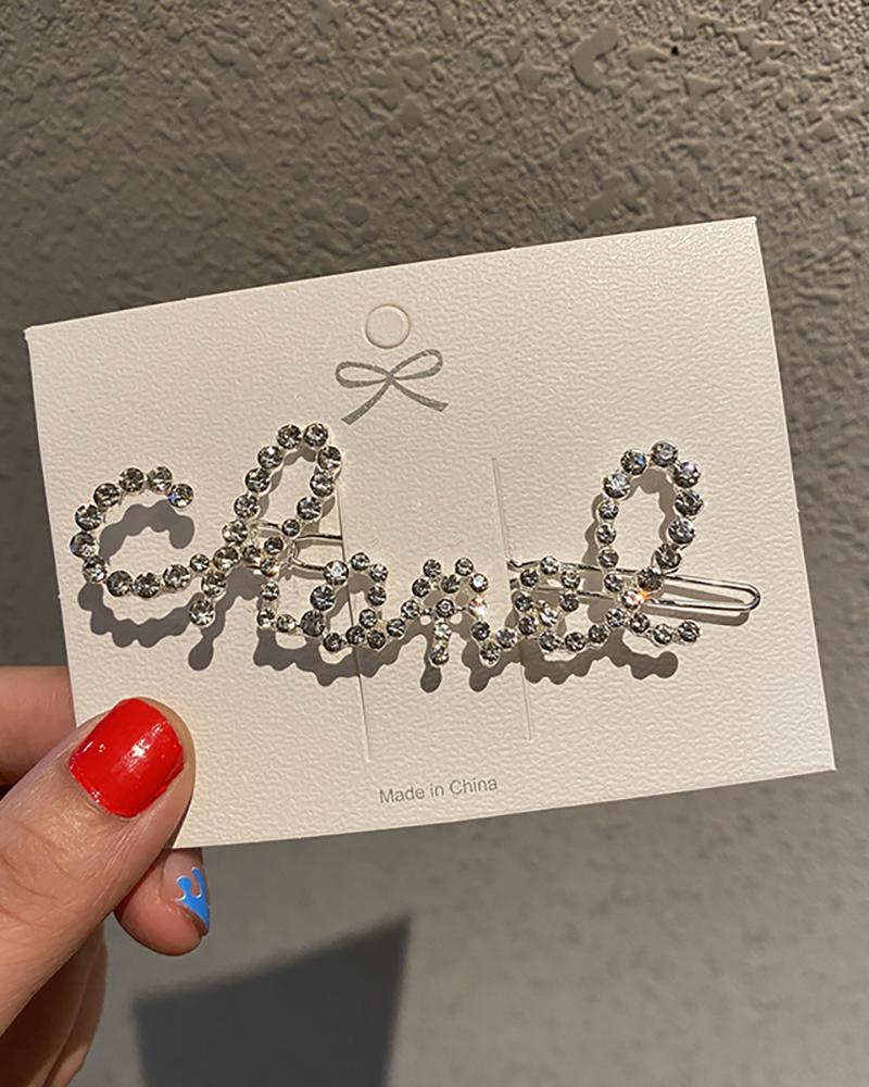 

Letter Pattern Studded Hair Clip, Silver