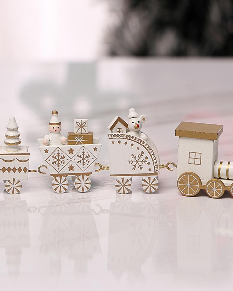 

Mini Four-section Train Christmas Decorations, White