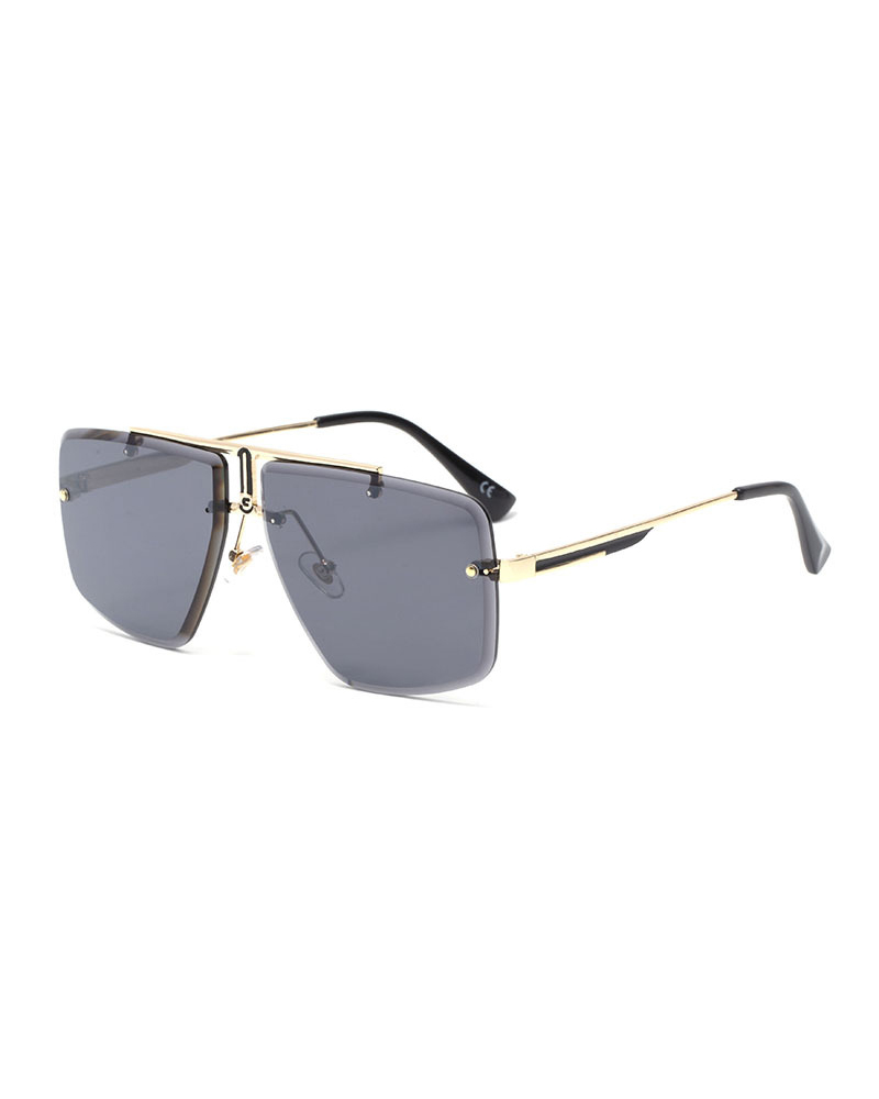 

Colorblock Square Frame Anti-uv Sunglasses, Black