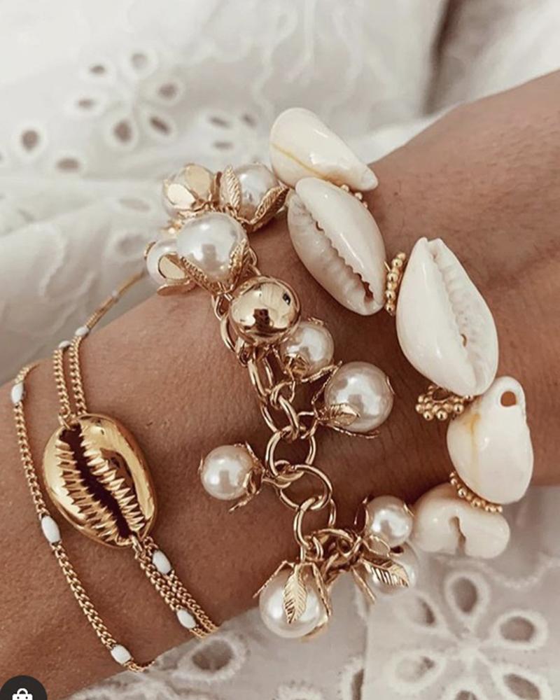 

Bohemian Shell Bracelet, Beige