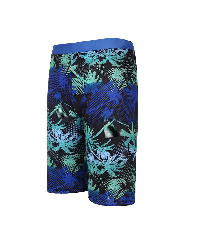 

Hawaii Floral Print Loose Drawstring Beach Shorts, Blue