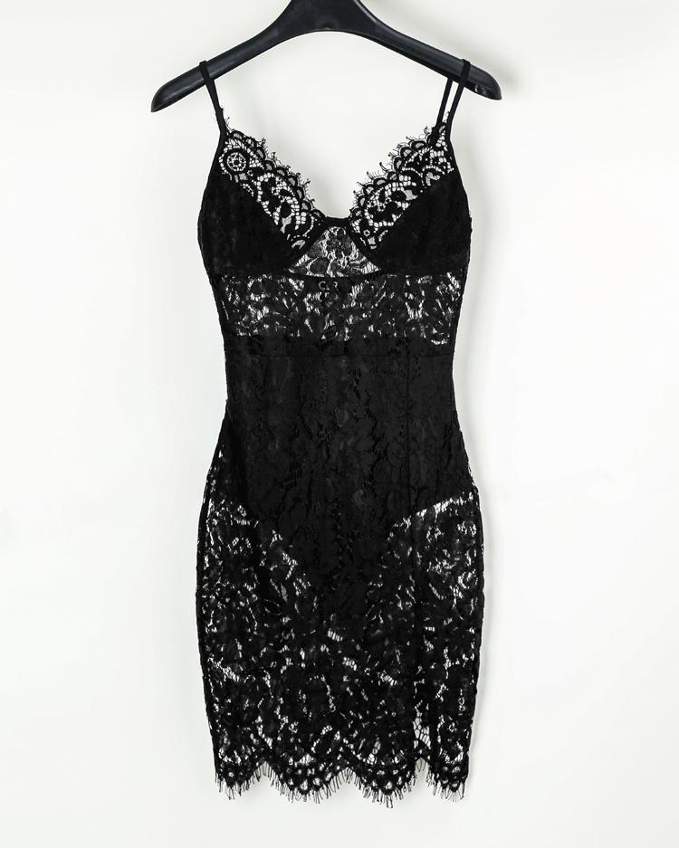 eyelash lace crochet side slit bodycon dress