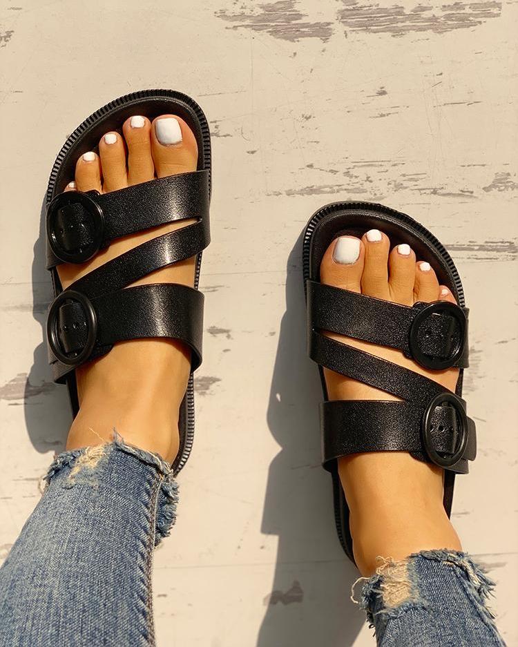 open toe flat sandals