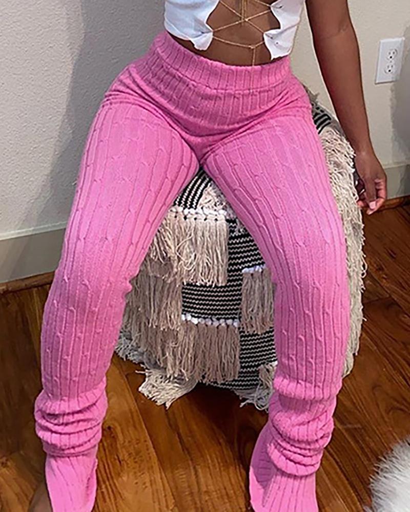 

High Waist Solid Pencil Pants, Pink