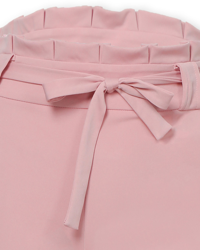 high waist frill hem casual pants